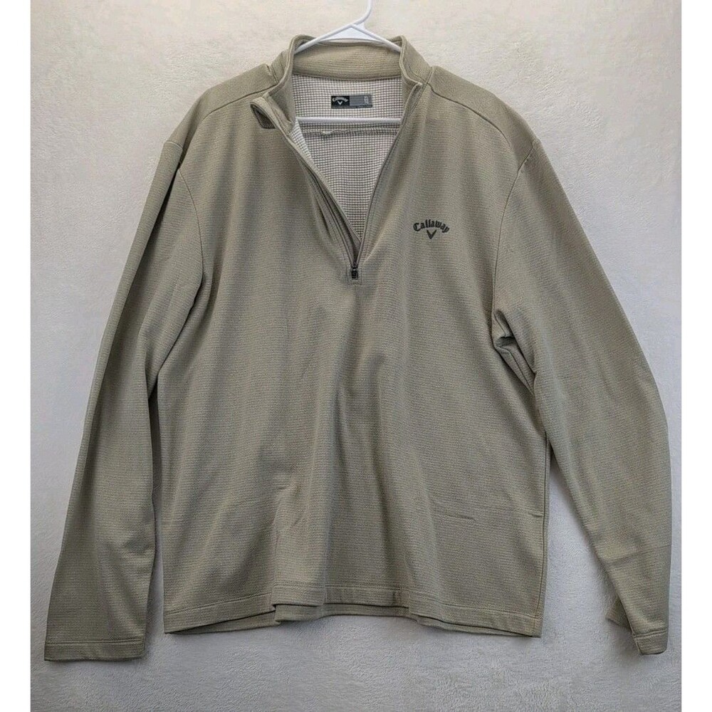 Callaway Mock Neck Long Sleeve Pullover Quarter Zip Men's Size XL Beige - Picture 11 of 13